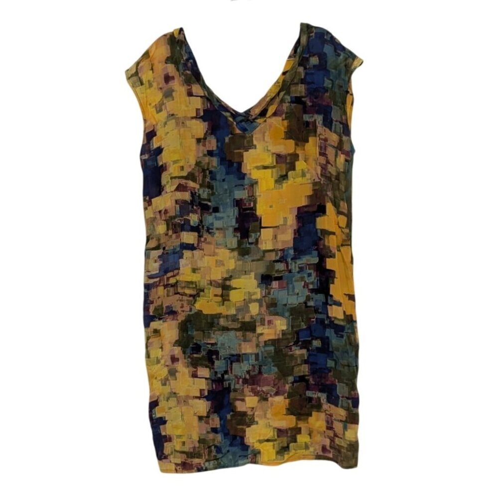 Maeve Painterly Silk Mini Dress Womens Size 12 Yellow Abstract Anthropologie
